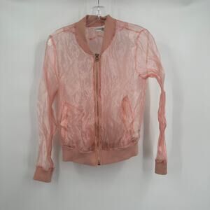 Womens‎ Pink Sheer Jacket Size S Full Zip Fairy Balletcore Delicate Feminine